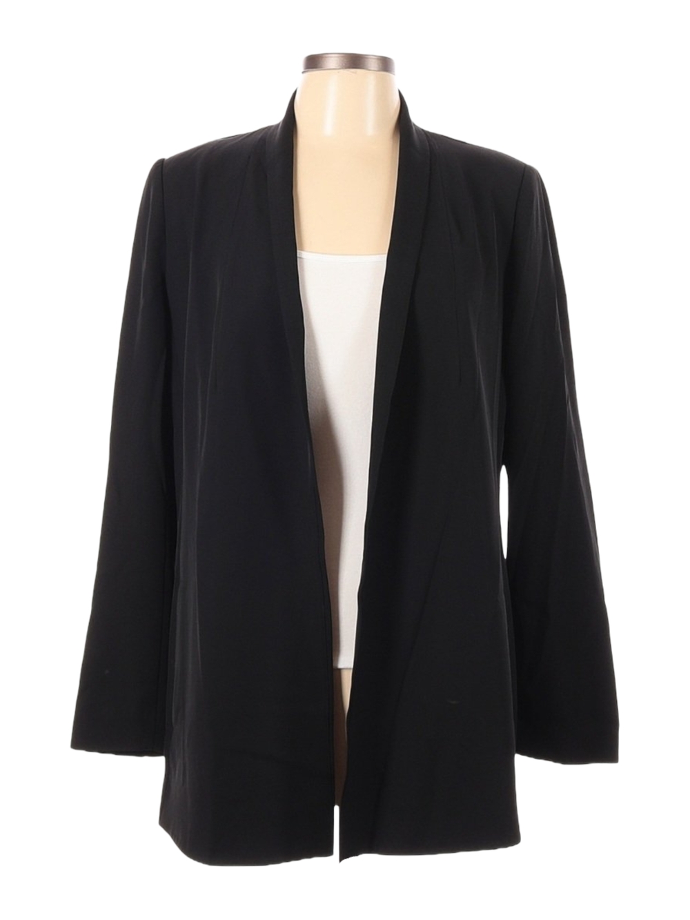 CALVIN KLEIN Black Open Front Shawl Collar Blazer Jacket Medium